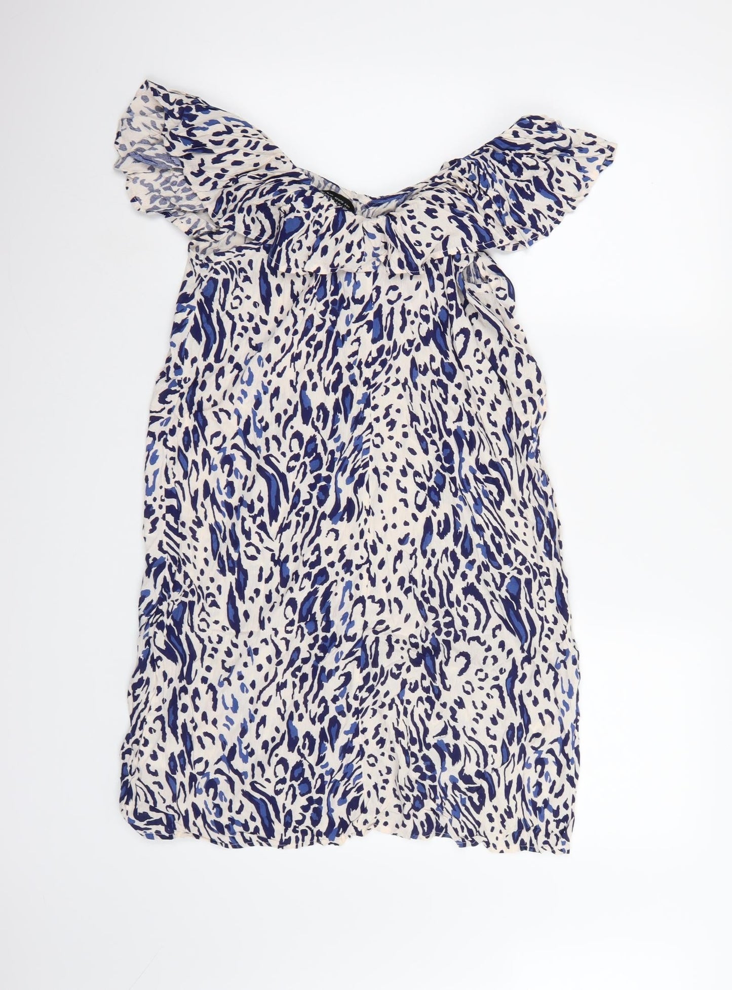 Dorothy Perkins Womens White Animal Print  A-Line  Size 10