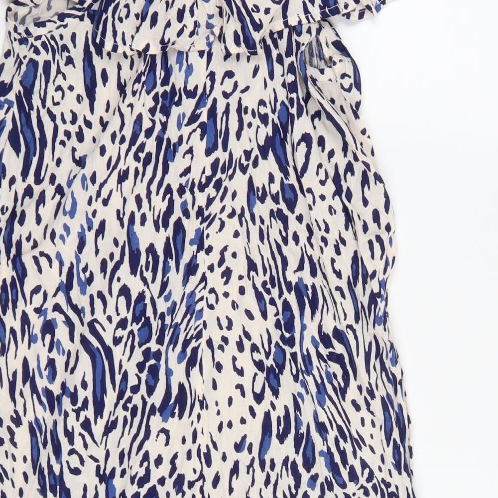 Dorothy Perkins Womens White Animal Print  A-Line  Size 10
