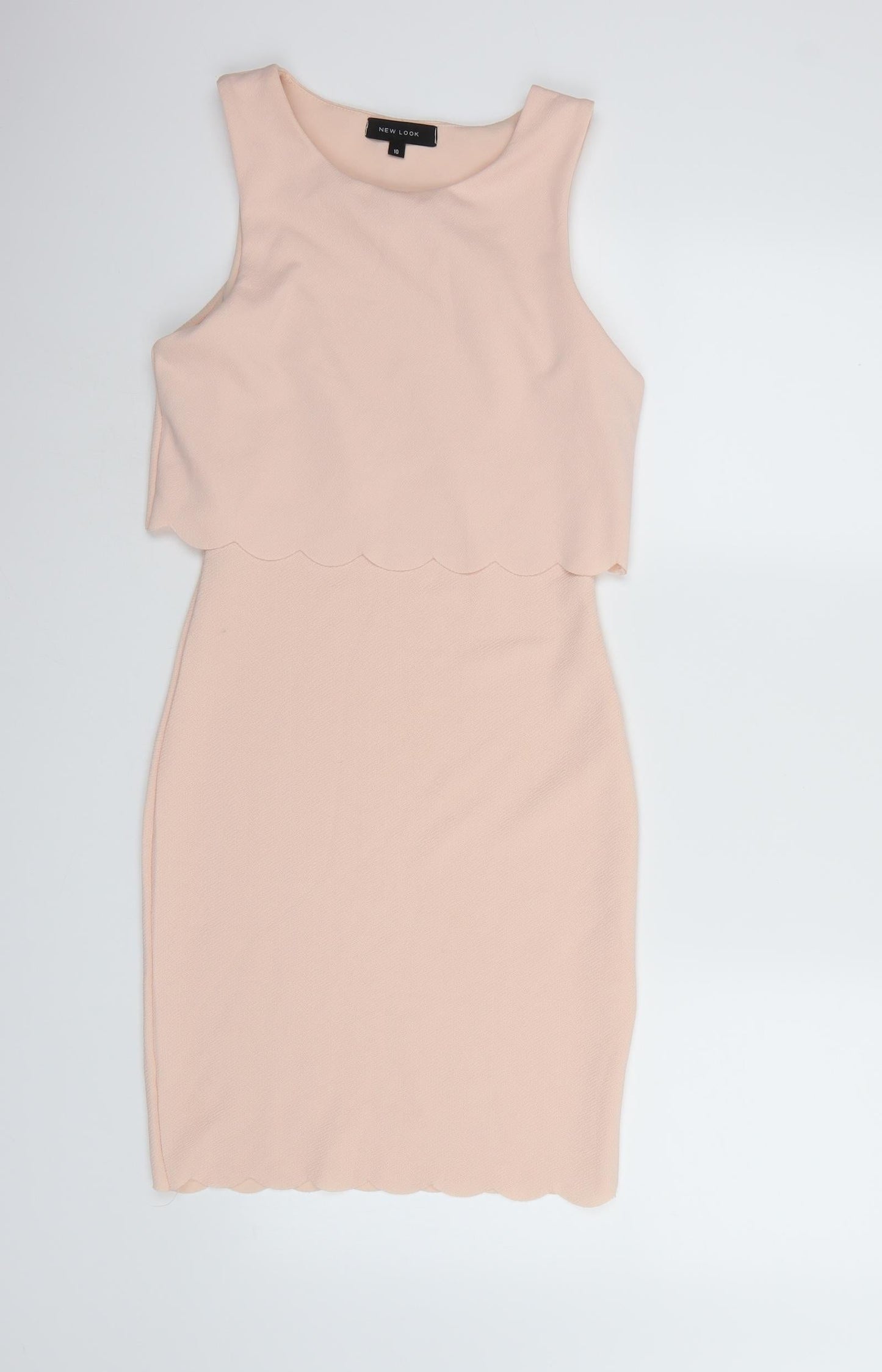 New Look Womens Pink   Bodycon  Size 10  - Scallop Hem