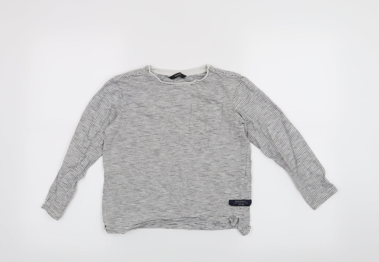 George Boys White Striped  Basic T-Shirt Size 8-9 Years
