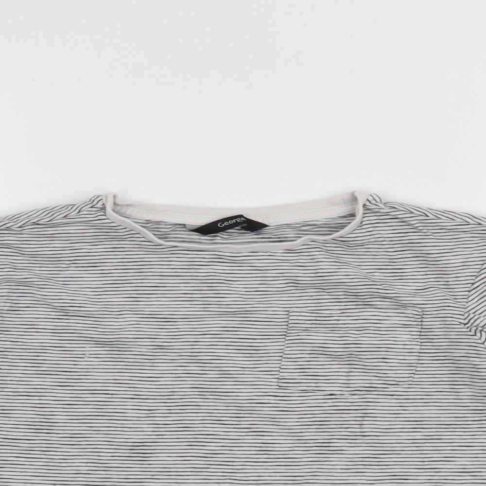 George Boys White Striped  Basic T-Shirt Size 8-9 Years