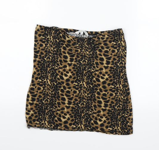 New Look Womens Brown Animal Print  A-Line Skirt Size M