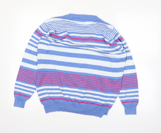 EWM Womens Blue Striped  Pullover Jumper Size L