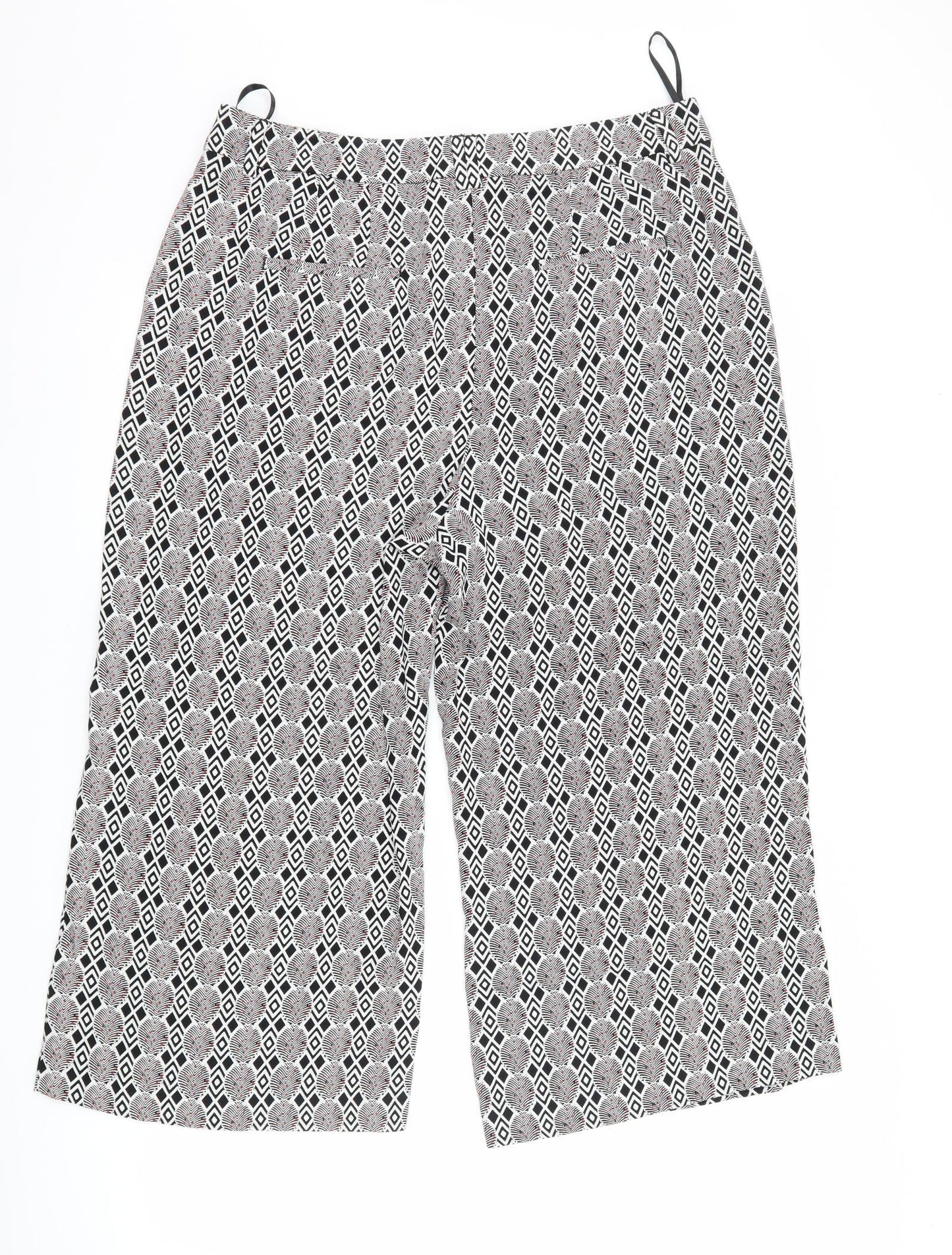 NEXT Womens Black Geometric  Trousers  Size 14 L23 in