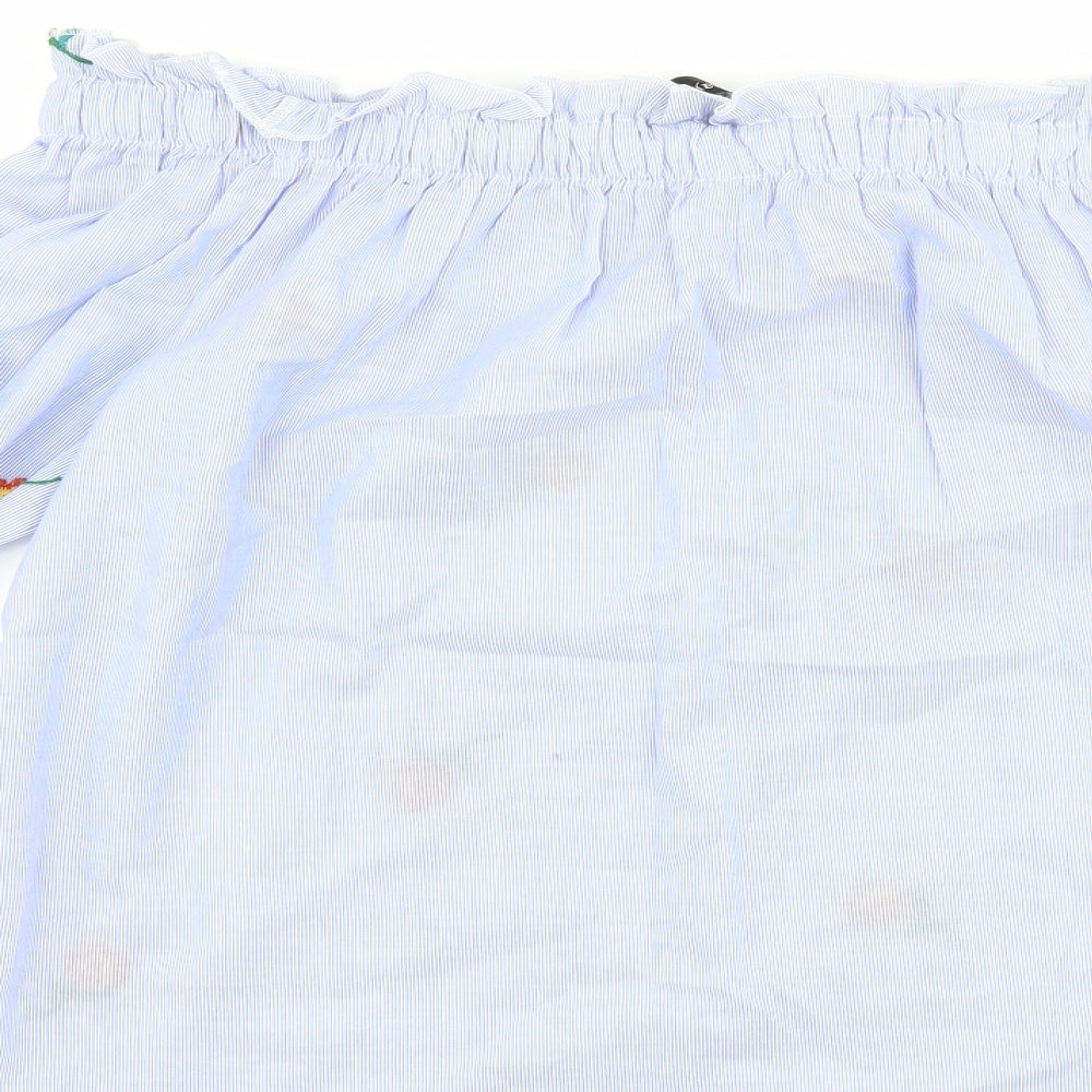 Papaya Womens Blue Striped  Basic T-Shirt Size 14