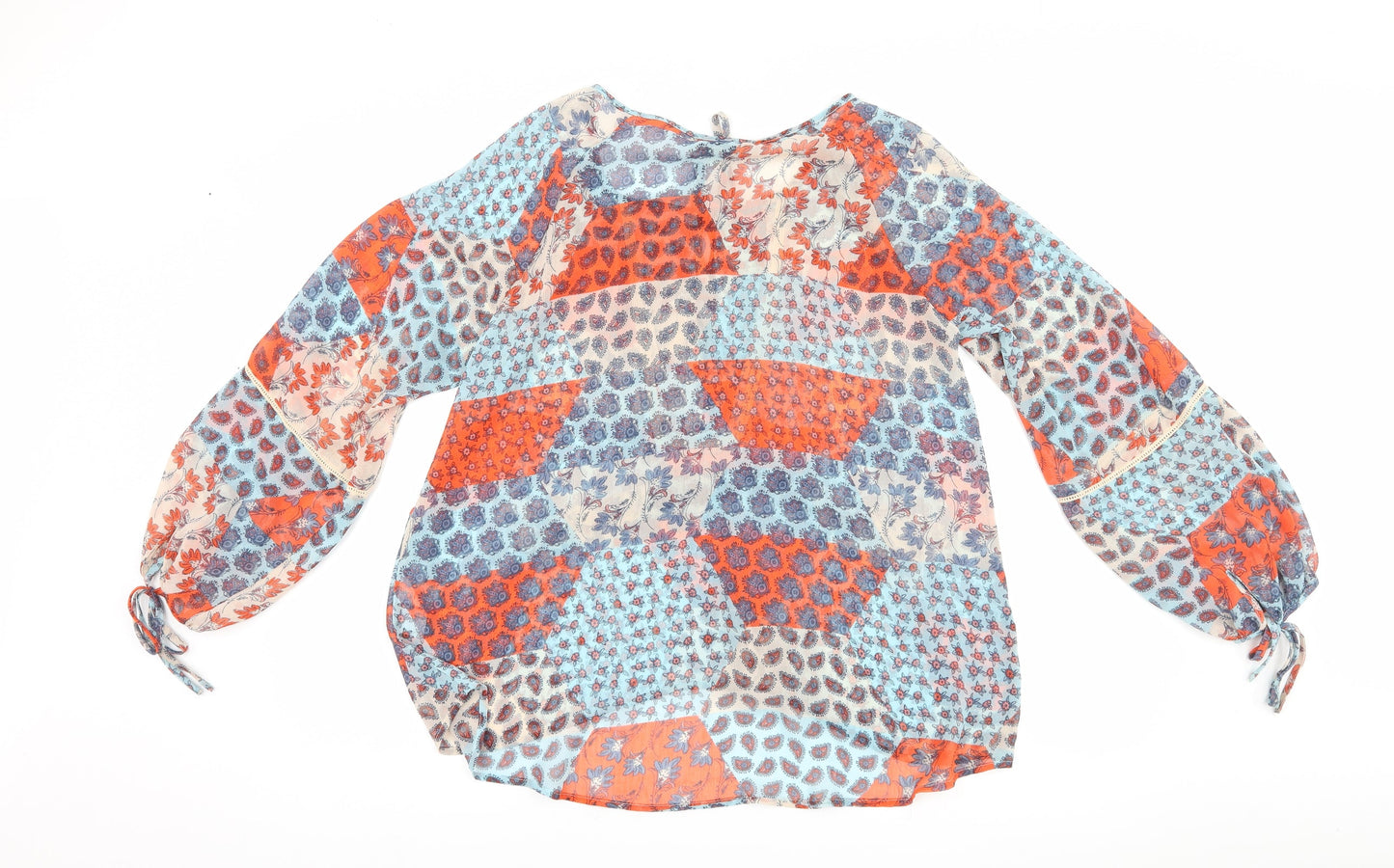 Papaya Womens Blue Floral  Basic Blouse Size 14