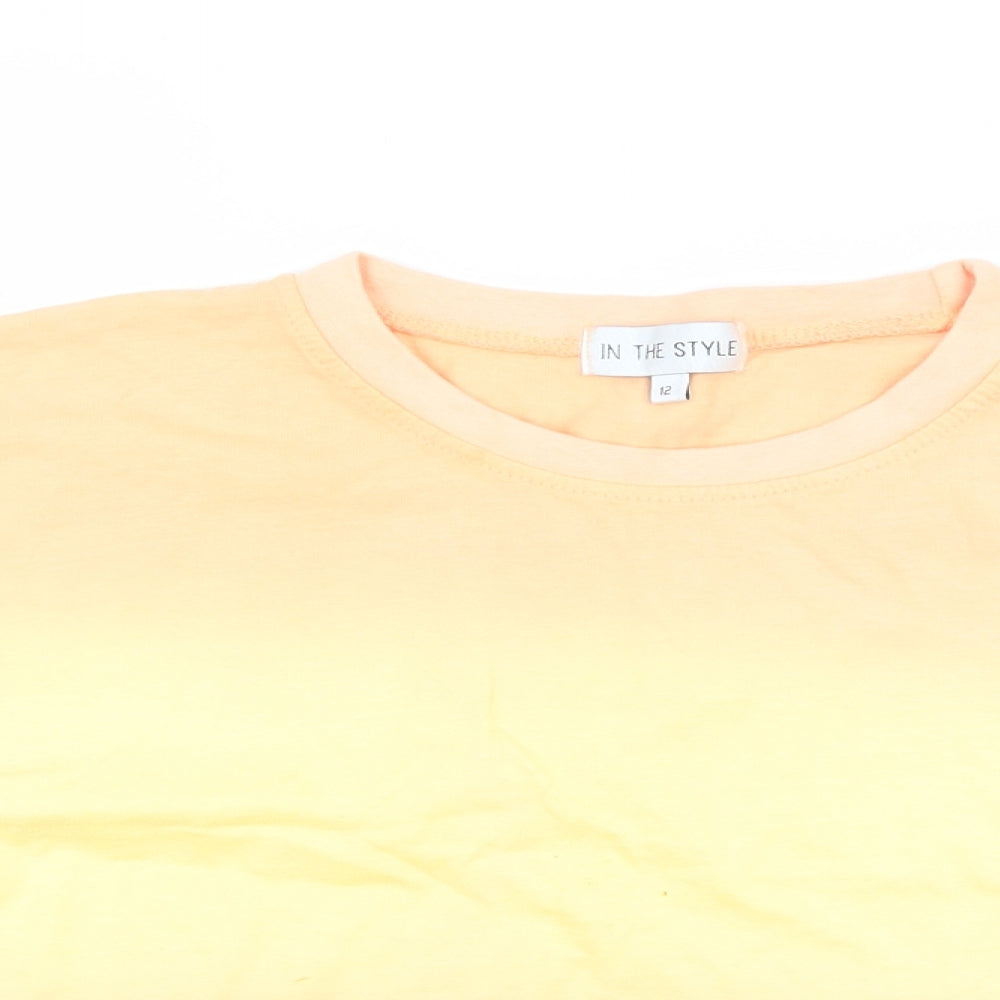 In the Style Womens Orange Striped  Basic T-Shirt Size 12  - tie dye