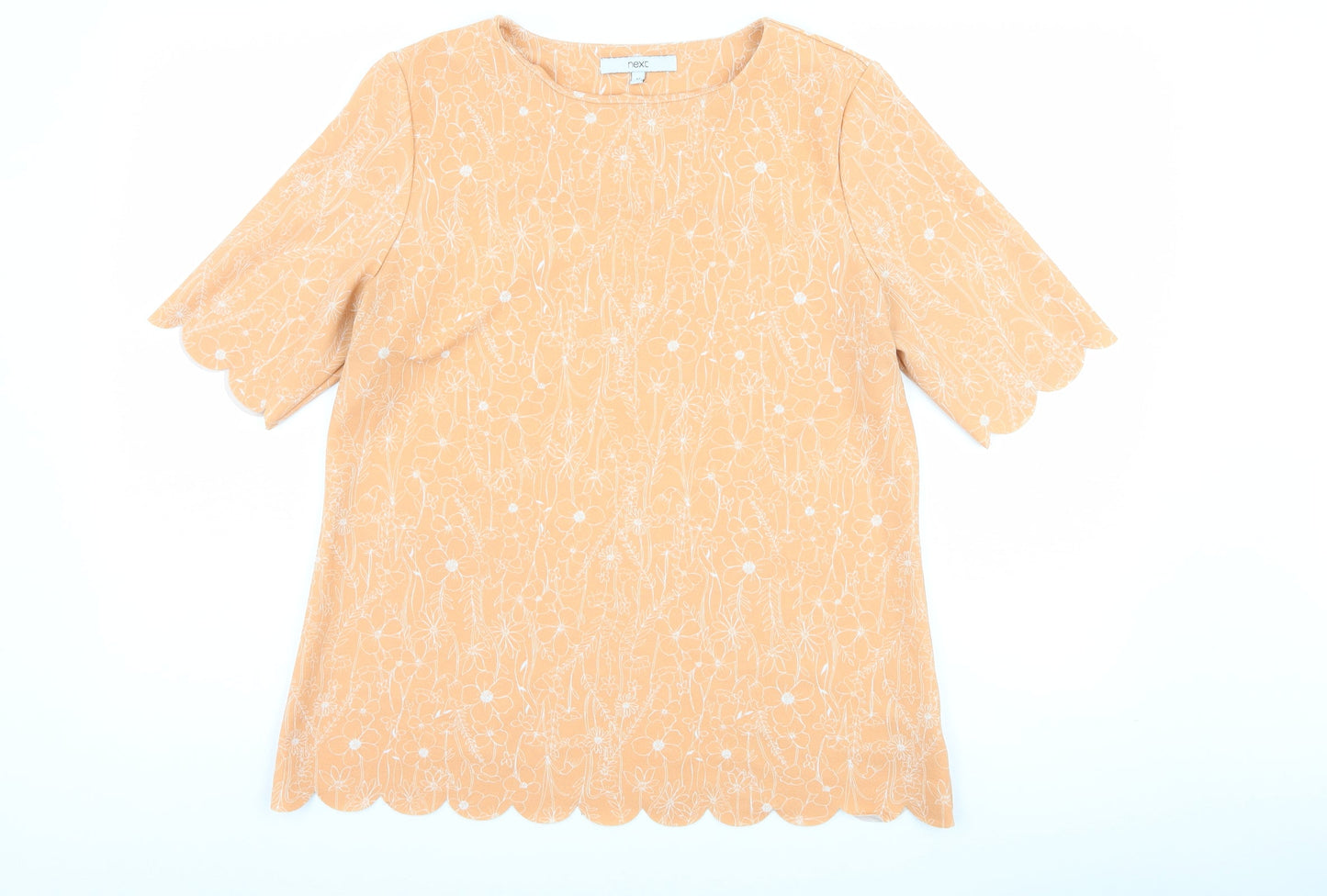 NEXT Womens Orange Floral  Basic T-Shirt Size 12