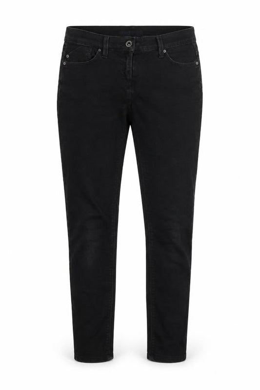 Front view of denim co women’s black denim skinny jeans, size UK 10, 24-inch leg