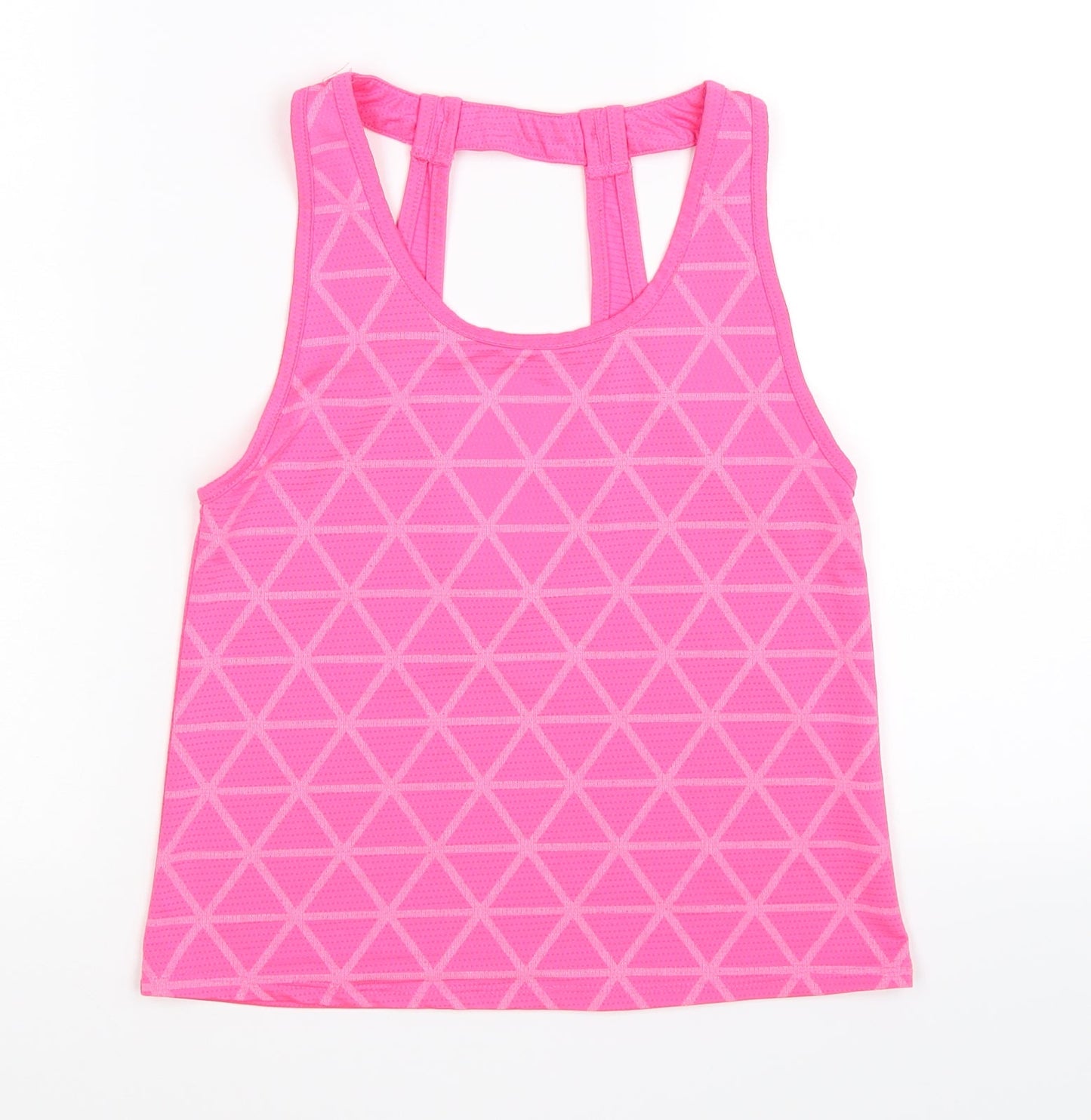 Young Dimension Girls Pink Geometric  Basic Tank Size 9-10 Years