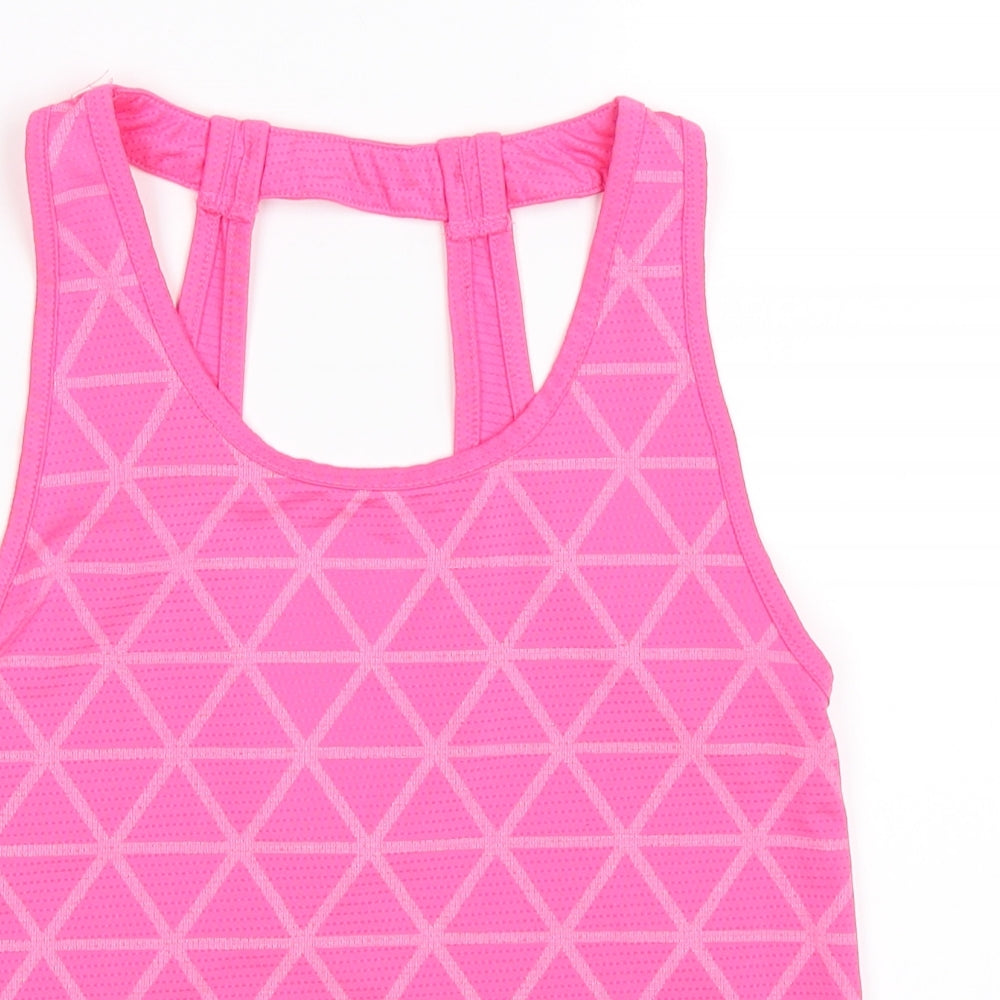 Young Dimension Girls Pink Geometric  Basic Tank Size 9-10 Years