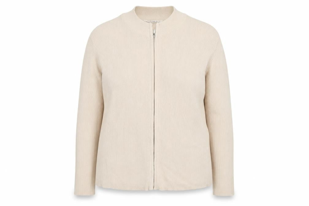 Editions Womens Beige Striped  Full Zip Jumper Size 18