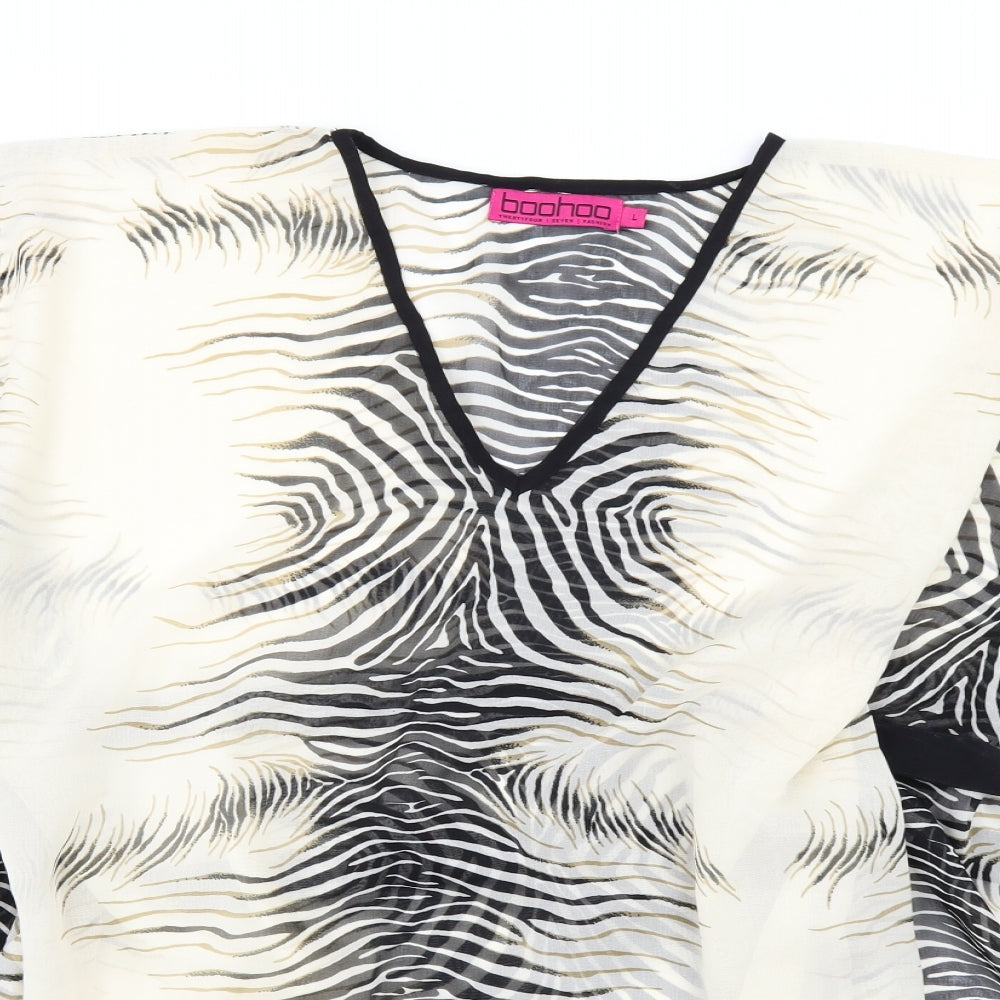 Boohoo Womens Ivory Floral  Tunic Blouse Size L  - OVERSIZED