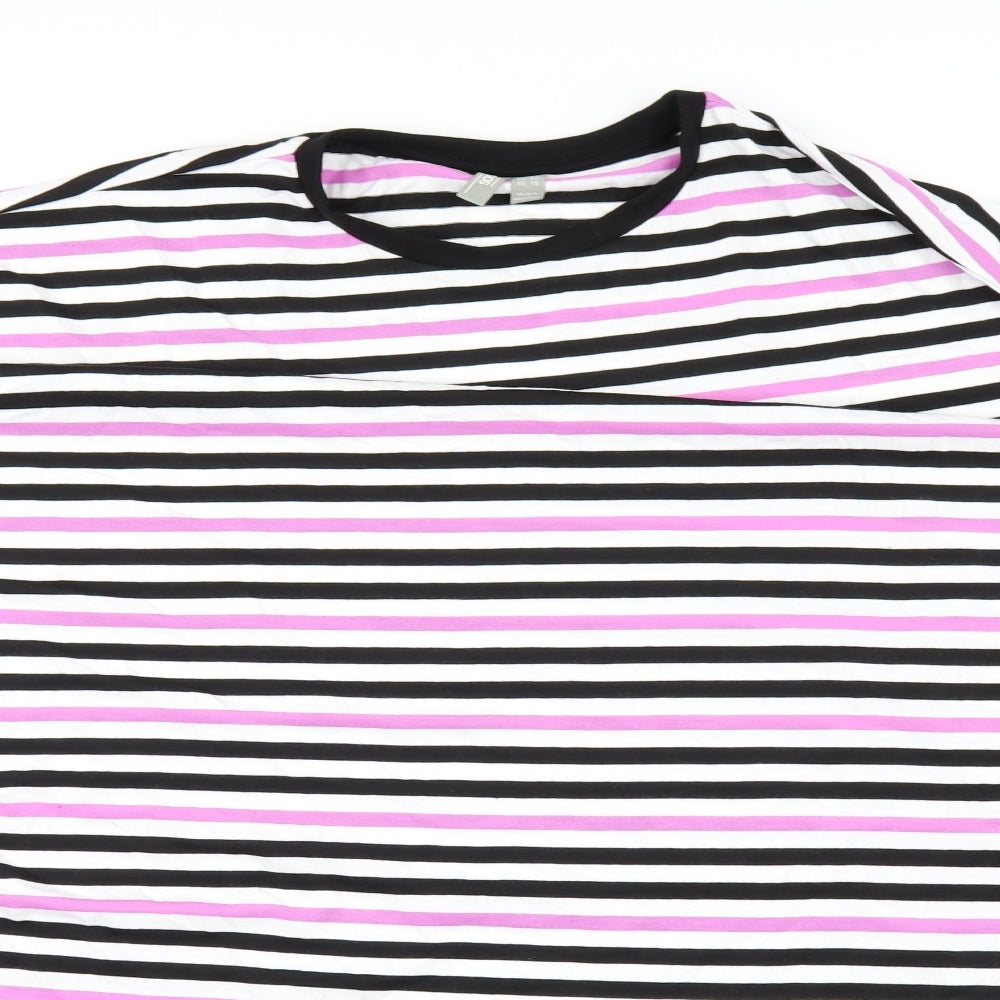 ASOS Womens White Striped  Basic T-Shirt Size 14