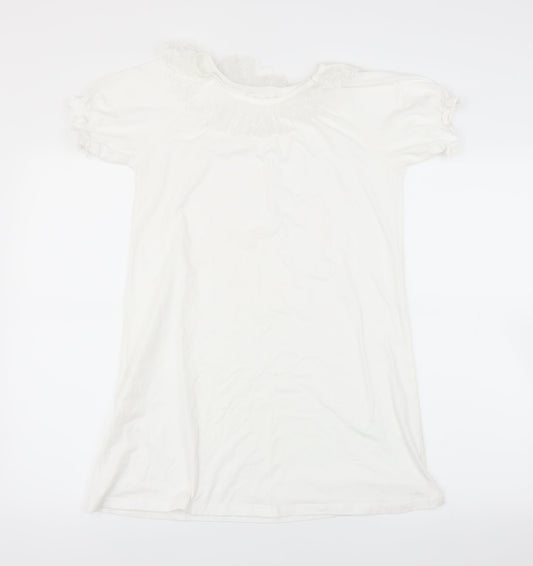 Preworn Girls White   T-Shirt Dress  Size 12 Years