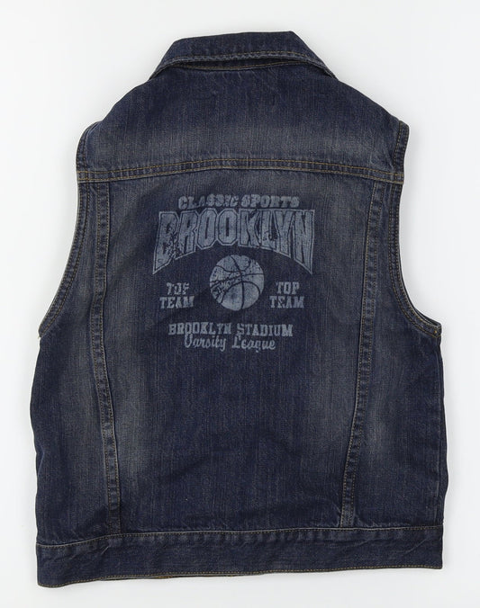 Blue Base Boys Blue  Denim Gilet Waistcoat Size 4-5 Years