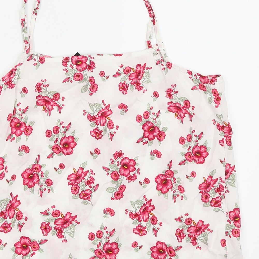 Divided by H&M Womens White Floral  Camisole Tank Size 8