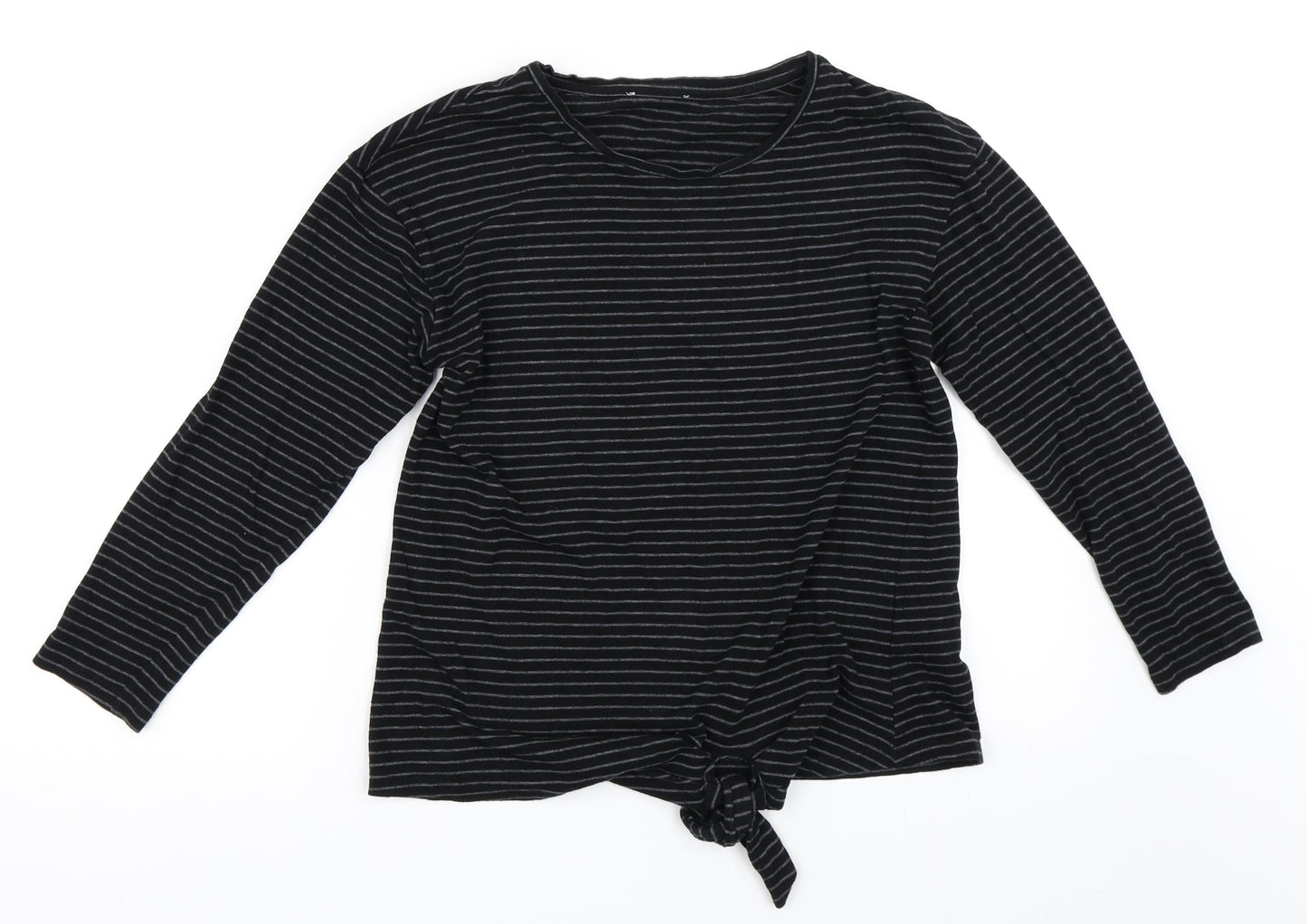 Warehouse Womens Black Striped  Basic T-Shirt Size 8