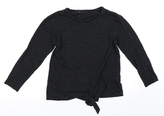 Warehouse Womens Black Striped  Basic T-Shirt Size 8
