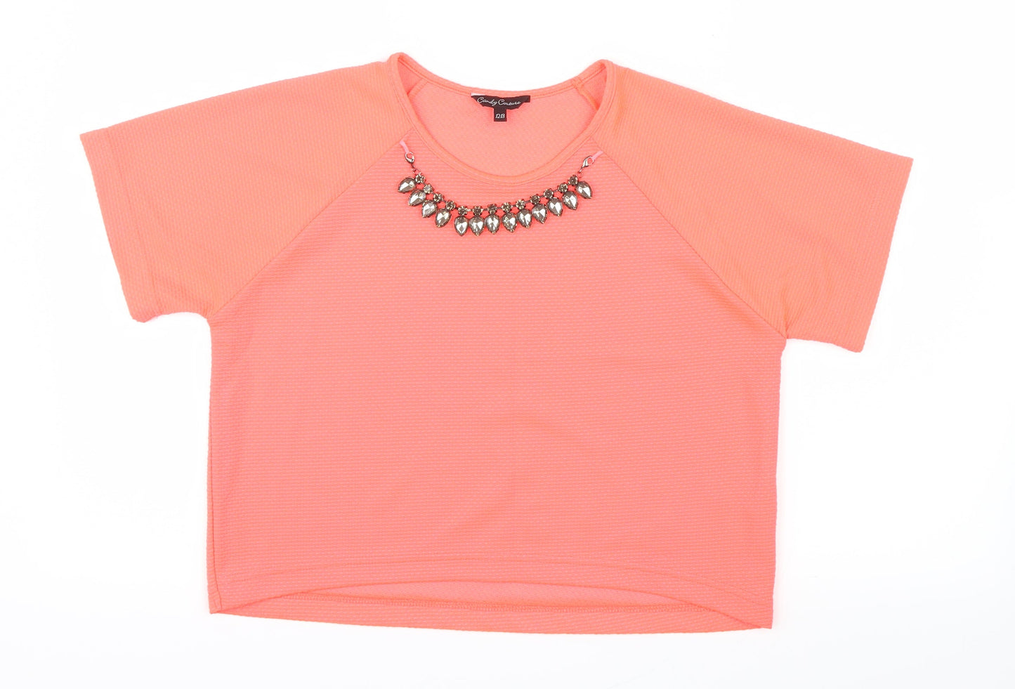 Candy Couture Girls Pink   Basic Blouse Size 12-13 Years  - Neon, necklace attached
