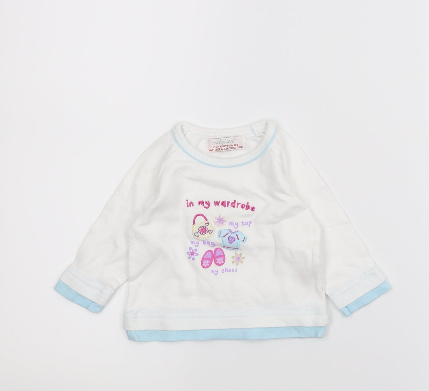 Early days Girls White   Basic T-Shirt Size 3-6 Months