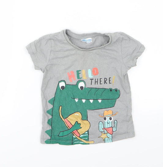 So Cute Boys Grey  Jersey Basic T-Shirt Size 12-18 Months  - Croc