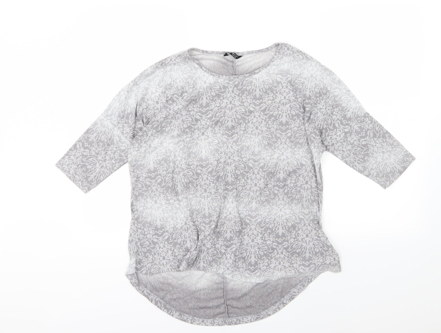 Select Womens Grey Floral Jersey Basic T-Shirt Size 12