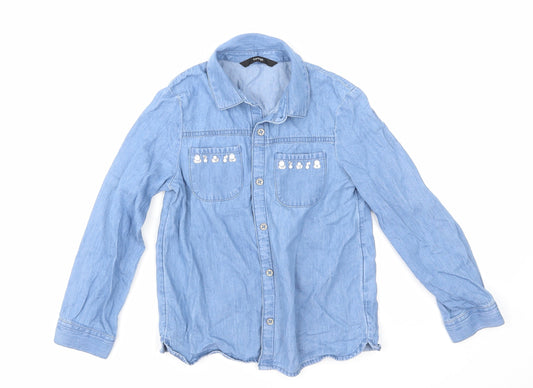 George Girls Blue  Denim Basic Button-Up Size 6-7 Years