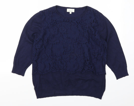 Linea Womens Blue  Lace Pullover Jumper Size M