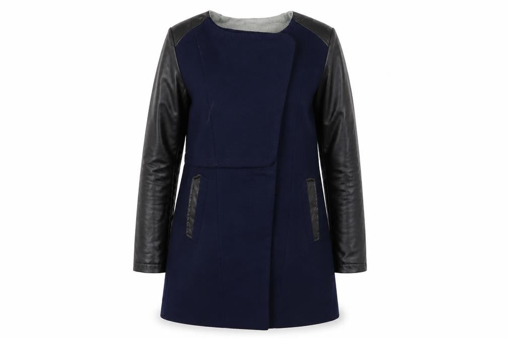 Front view of Preworn women’s blue jacket, size M