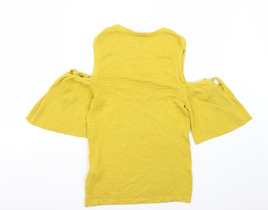 Warehouse Womens Yellow   Basic T-Shirt Size 10