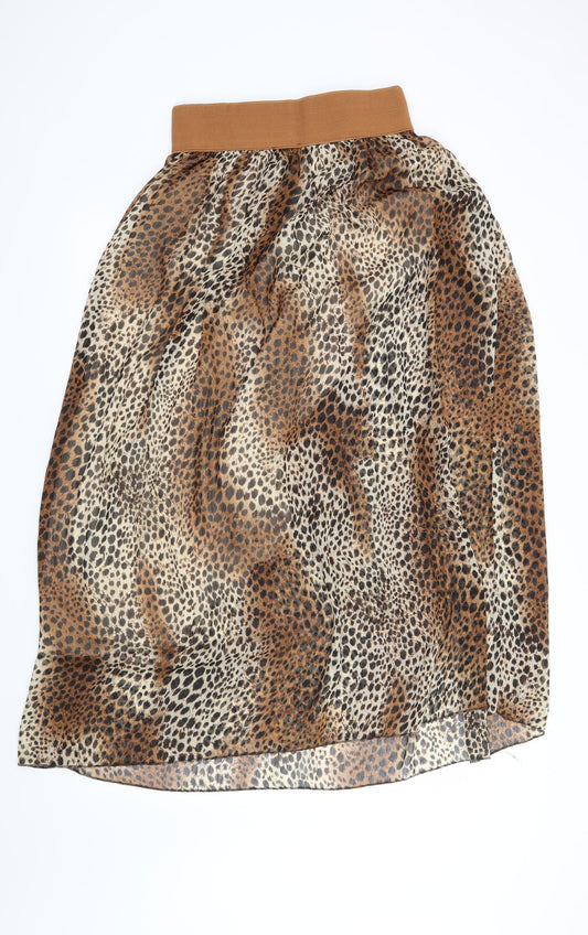 Preworn Womens Brown Animal Print  A-Line Skirt Size 32 in