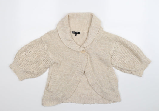 Silent Angels Womens White  Knit Cardigan Jumper Size 10