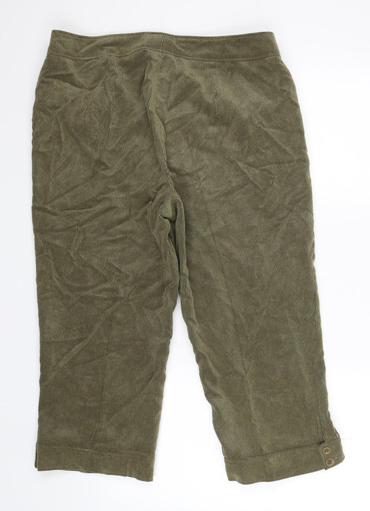 FSR Womens Green Floral Corduroy Cropped Trousers Size 34 in L23 in