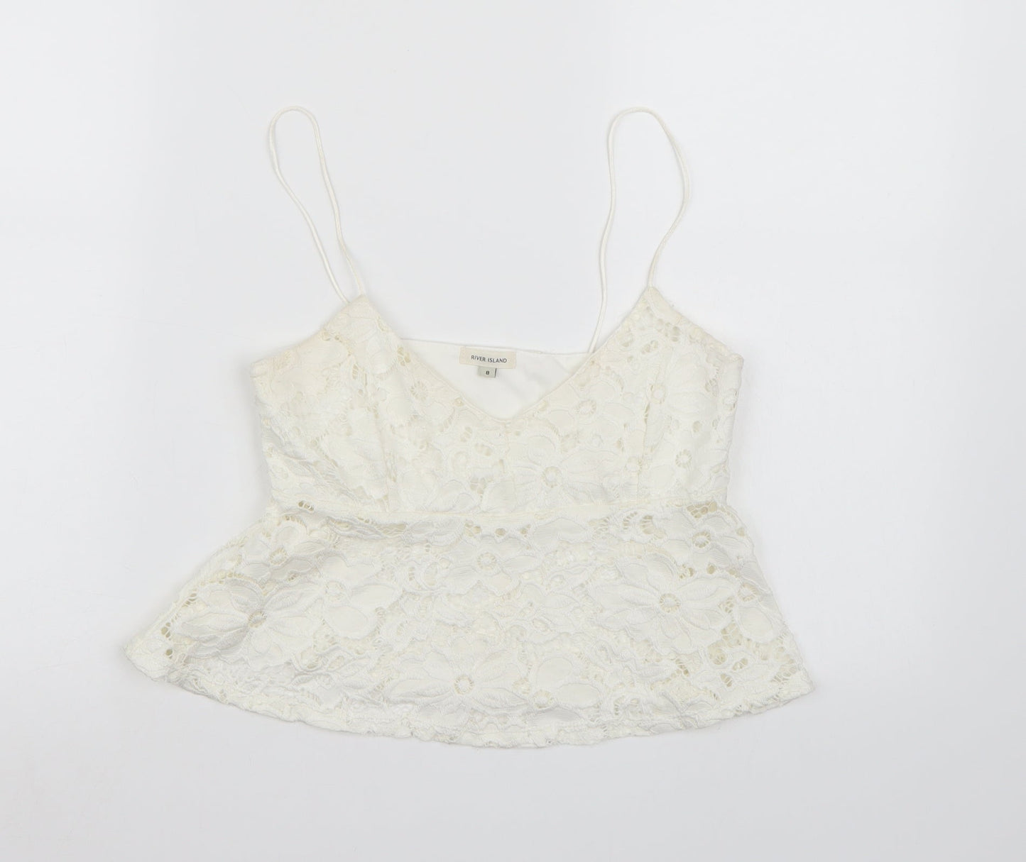 River Island Womens White  Lace Cropped Tank Size 8