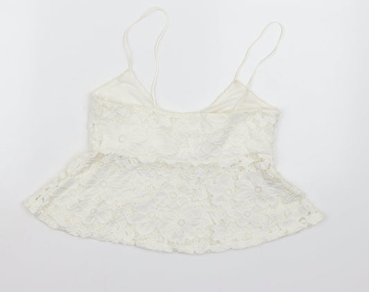River Island Womens White  Lace Cropped Tank Size 8