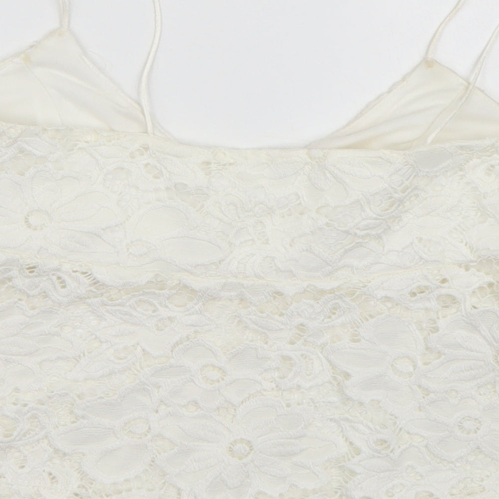 River Island Womens White  Lace Cropped Tank Size 8