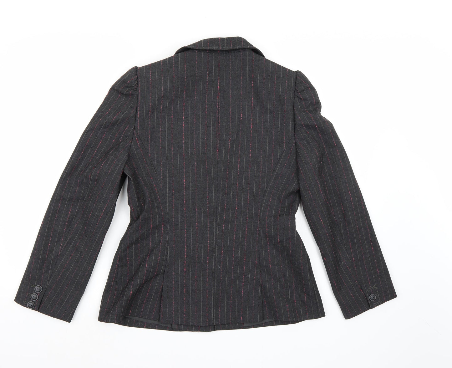 PLANET Womens Grey Striped Rayon Jacket Blazer Size 10
