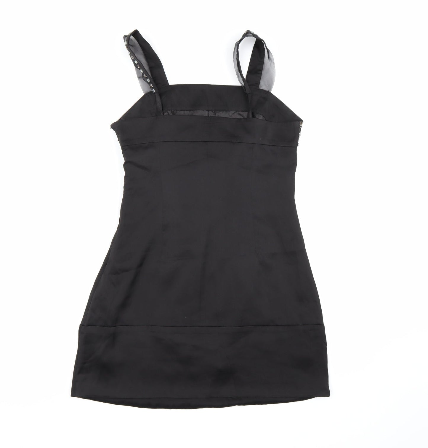 COTTON CLUB Womens Black  Satin A-Line  Size 12