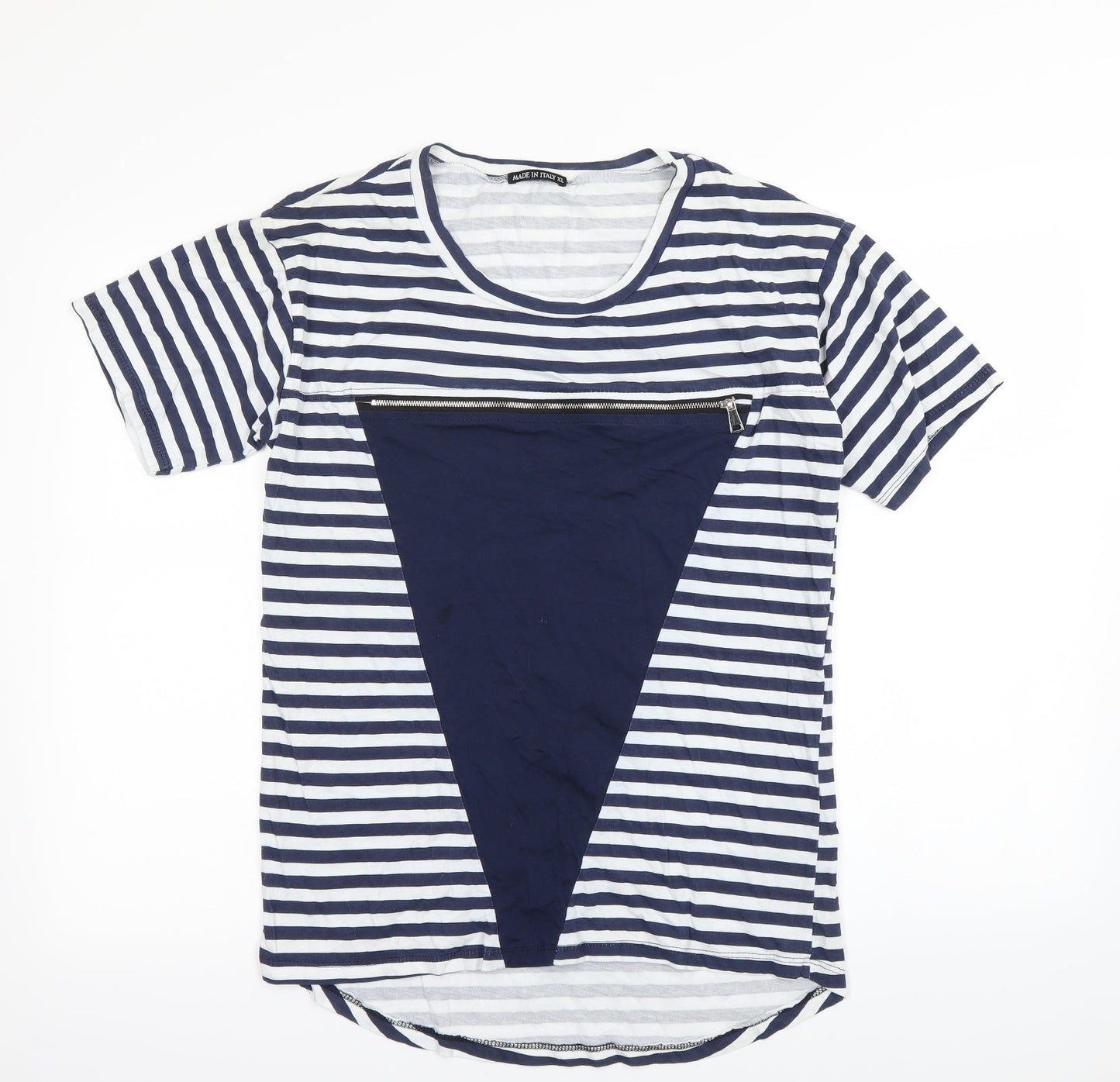 Preworn Womens Blue Striped  Basic T-Shirt Size XL