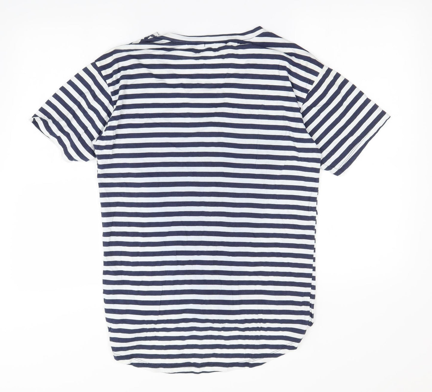 Preworn Womens Blue Striped  Basic T-Shirt Size XL