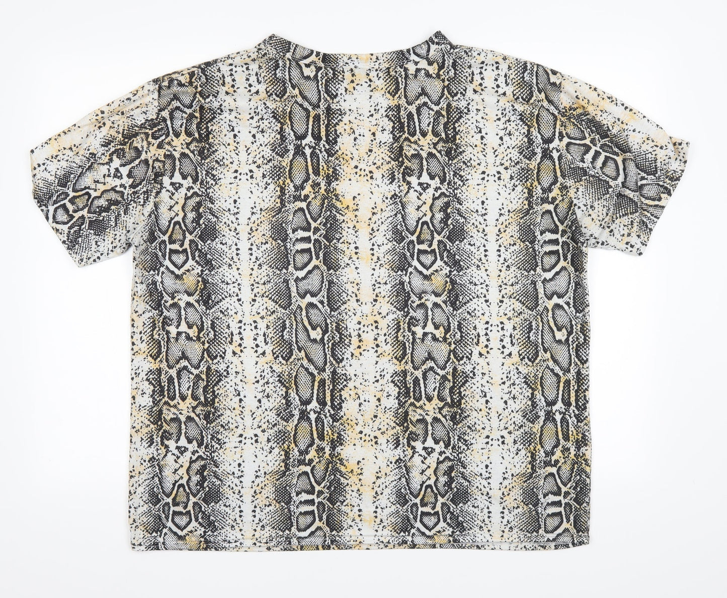 Boohoo Womens White Animal Print  Basic T-Shirt Size 16
