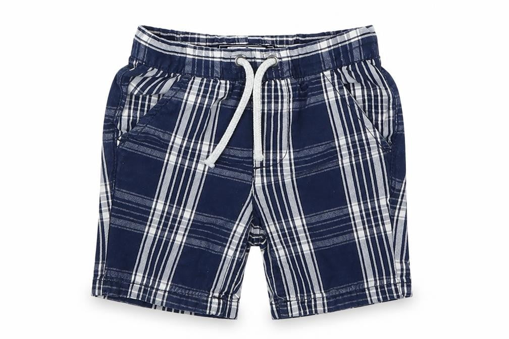 Next Baby Blue Plaid  Cropped Trousers Size 9-12 Months