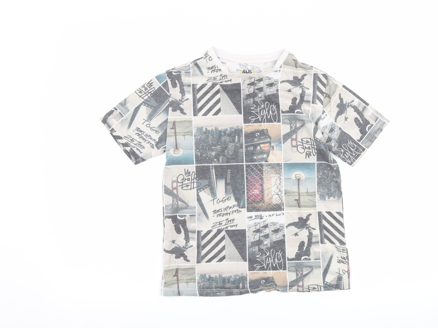 &us Boys Grey   Basic T-Shirt Size 10 Years  - graphic