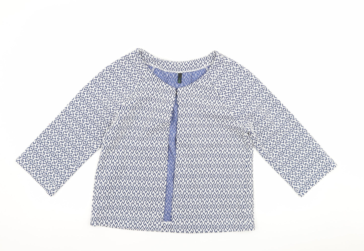 United Colors of Benetton Womens Blue Geometric  Jacket  Size XS