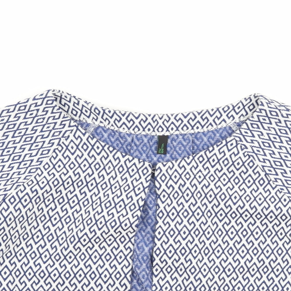 United Colors of Benetton Womens Blue Geometric  Jacket  Size XS