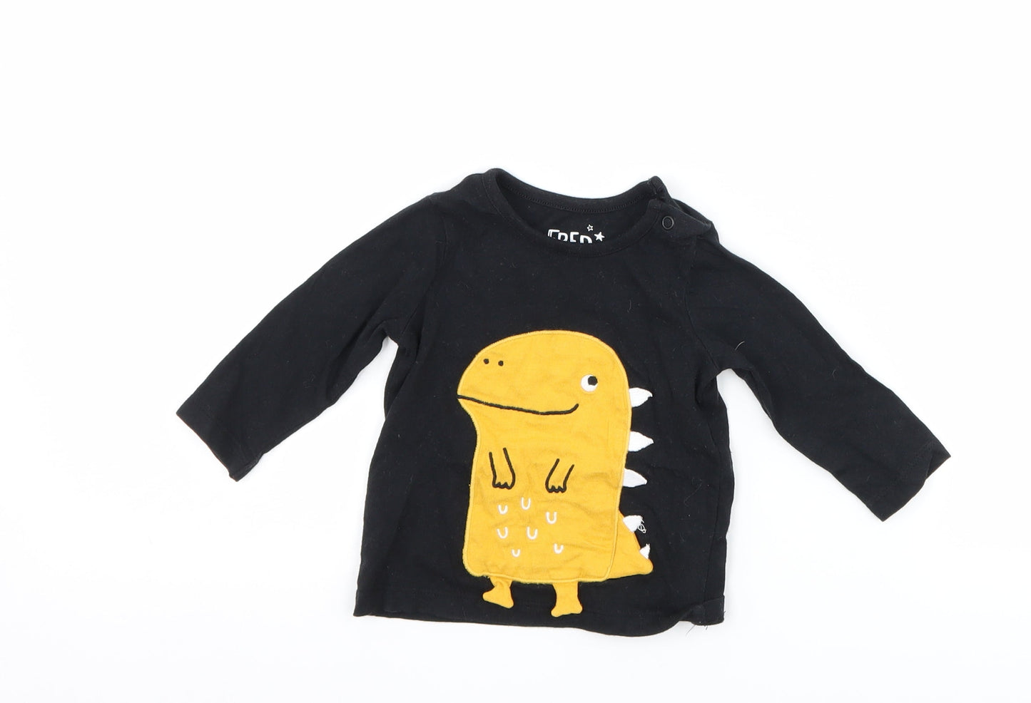 F&F Boys Black   Basic T-Shirt Size 0-3 Months  - DInosaur