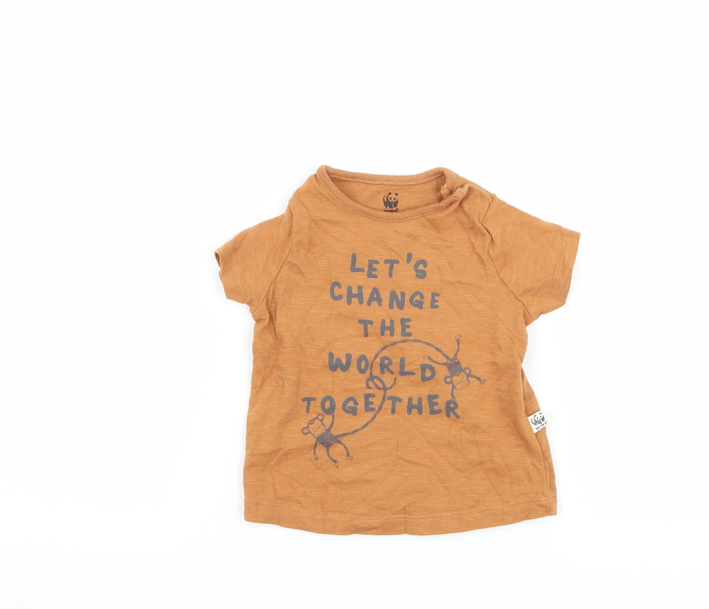 F&F Boys Brown   Basic T-Shirt Size 3-6 Months  - WWF