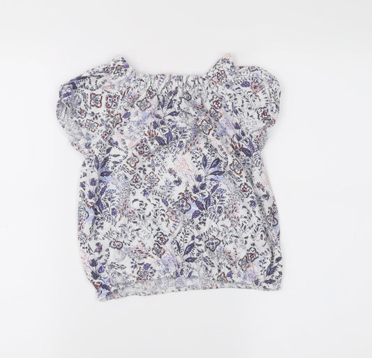 NEXT Girls White Floral  Basic Blouse Size 6 Years