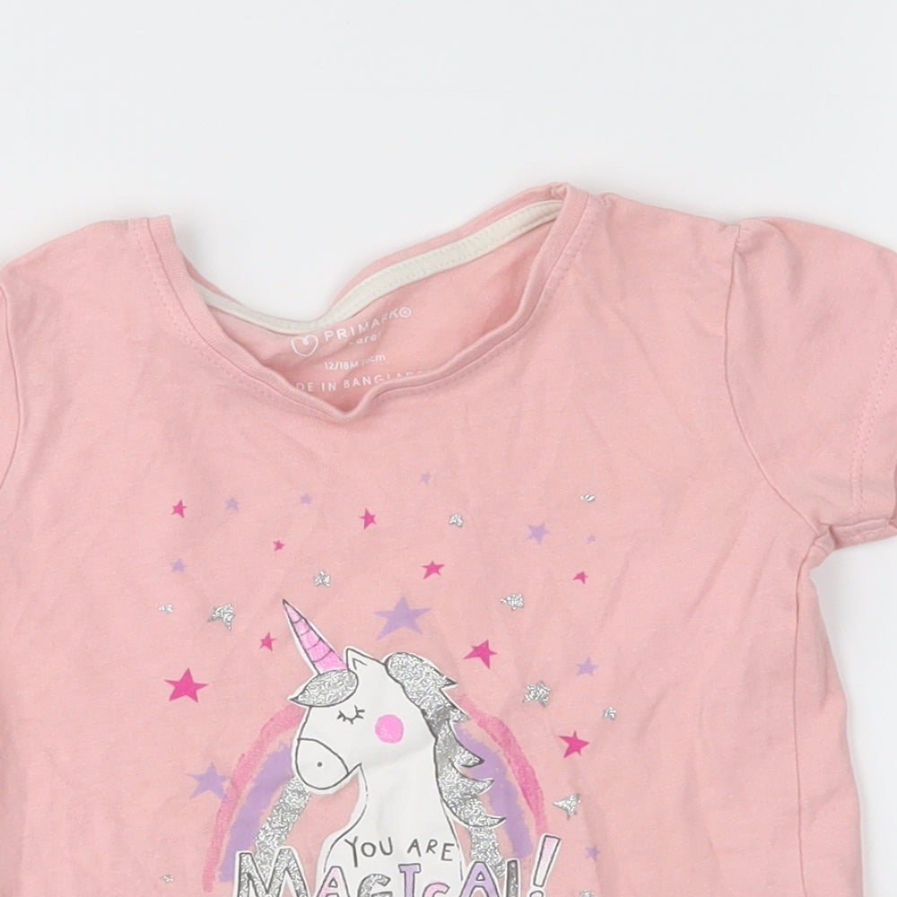 Primark Girls Pink   Basic T-Shirt Size 12-18 Months